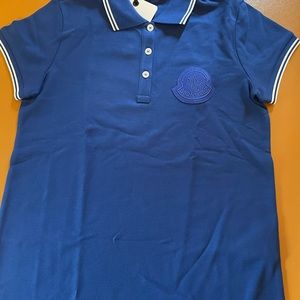 New Authentic Moncler Women Polo Shirt Blue XS Logo